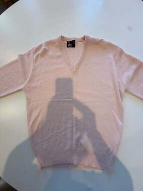 Vintage Robert Bruce Light Pink V-Neck Sweater Size L Made in USA